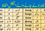 Words with Silent letters in English with Urdu Meanings