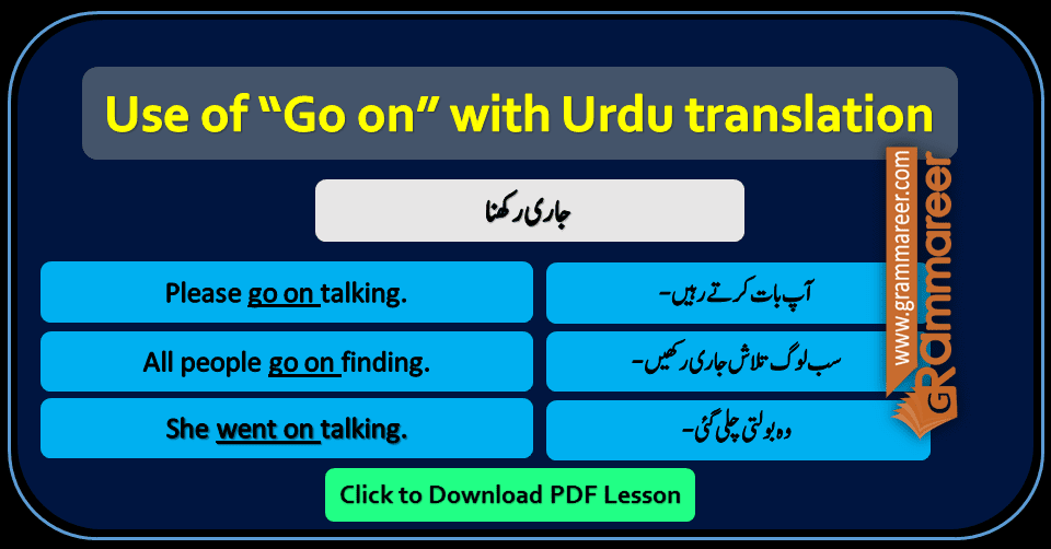 Use of Go On in English and Urdu