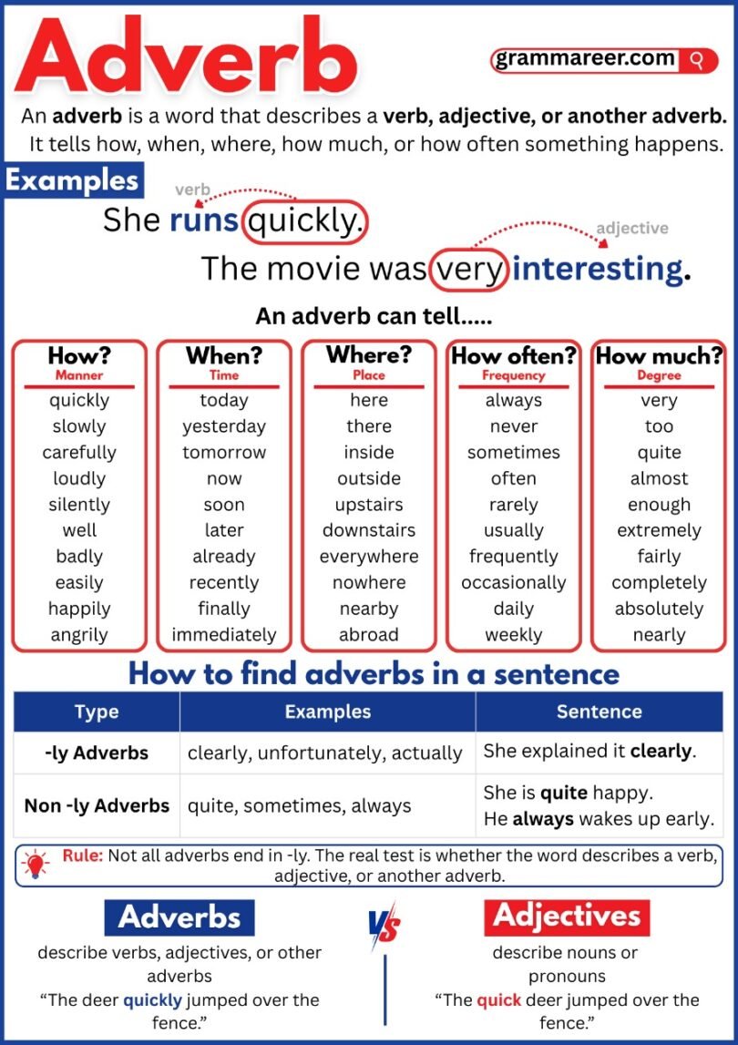 Adverbs: Definition, Types, Rules, and Examples