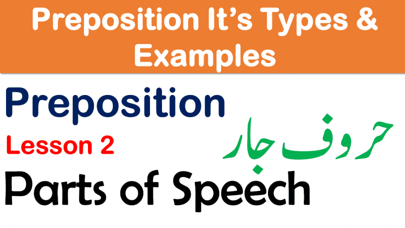 What is Preposition Meanings in Urdu Learn Types of Prepositions with Examples Complete Parts of speech with Urdu explanation, Prepositions of place and Time