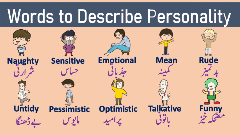 Personality Adjectives Learn a List of useful Words to Describe Personality with Urdu and Hindi Meanings List of character traits for enhancing your English vocabulary