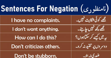 Sentences For Negation with Urdu or Hindi Translation learn daily used English sentences about negation with Hindi and Urdu translation for improving your English speaking skills.