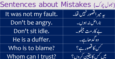 Sentences about Mistakes with Urdu Translation learn common English sentences to talk about mistakes in English with Urdu and Hindi translation for improving your English speaking skills.