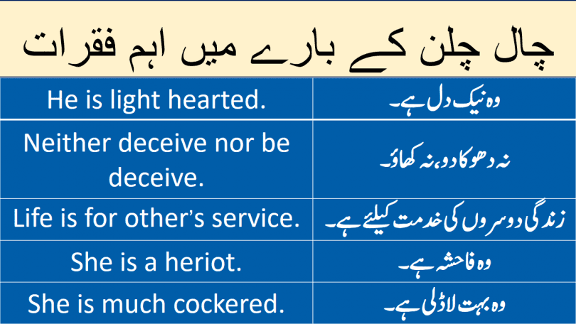Sentences about Character with Urdu Translation learn common English sentences about personality and character with Urdu and Hindi translation.