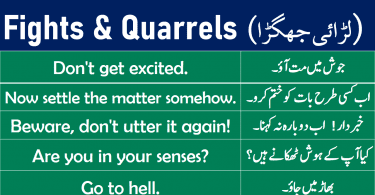 Sentences about Fights & Quarrels with Urdu learn English sentences for quarrels and fights with Urdu and Hindi translation for improving your English speaking skills.