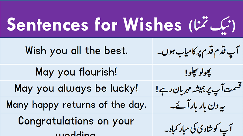 Sentences For Wishing with Urdu Translation download PDF Book learn English sentences and different ways to wish someone on a special day with Urdu and Hindi translation for improving your English speaking.
