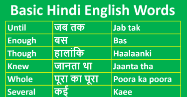 Basic Hindi English Words Meaning PDF