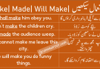 Make, Made, Shall Make, Will Make in Urdu examples sentences of daily use for practice. Use of make, Use of made, Use of shall make, Use of will make, English Grammar Lessons in Urdu, English Grammar PDF, Download English Grammar in Urdu
