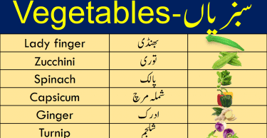 Vegetable Names in Urdu with Pictures | Vegetable Vocabulary