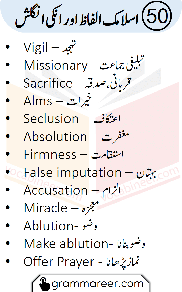 50 Islamic Vocabulary Words With Urdu Meanings Grammareer