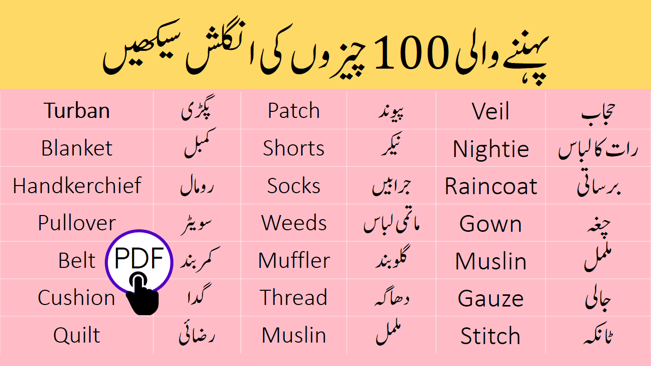 English Vocabulary - 100 CLOTHING ITEMS 