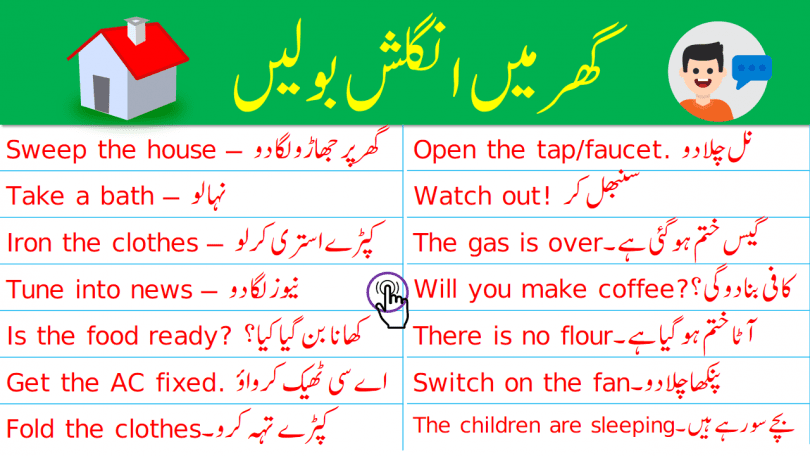 Daily Use English Sentences to Speak English at Home with Urdu