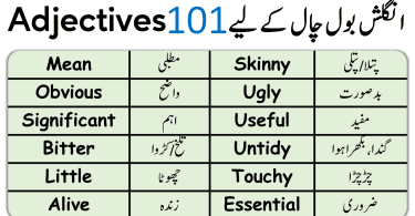 101 Common English Adjectives with Urdu Meanings and PDF