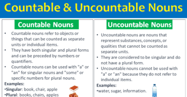 Countable and Uncountable Nouns Examples