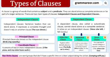 Types of Clauses with Examples.