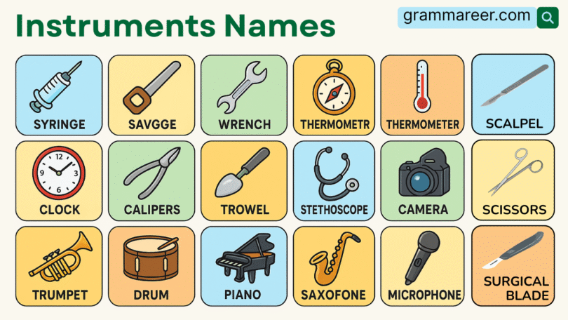 Instruments Names: List in English with Pictures