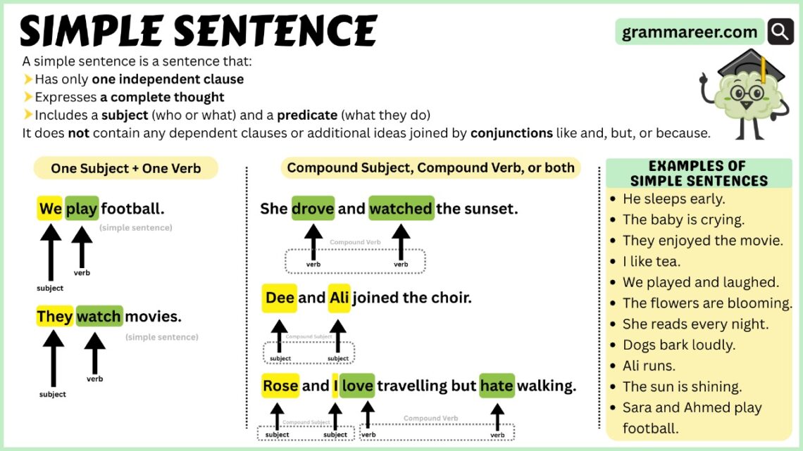 Simple Sentence: Usage and Examples