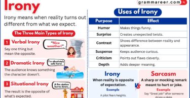 A teacher explaining irony with real-life examples in class