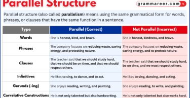 Parallel structure explained with balanced sentence examples.