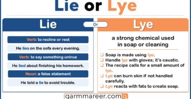 Illustration showing the words Lie and Lye with their meanings