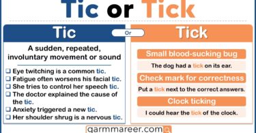 Illustration showing the difference between tic (involuntary movement) and tick (check mark)