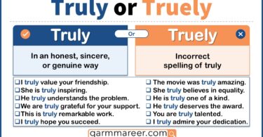 Truly vs Truely spelling comparison showing that truly is correct and truely is incorrect.